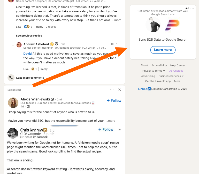 Scrennshot of a LinkedIn spotlight ad