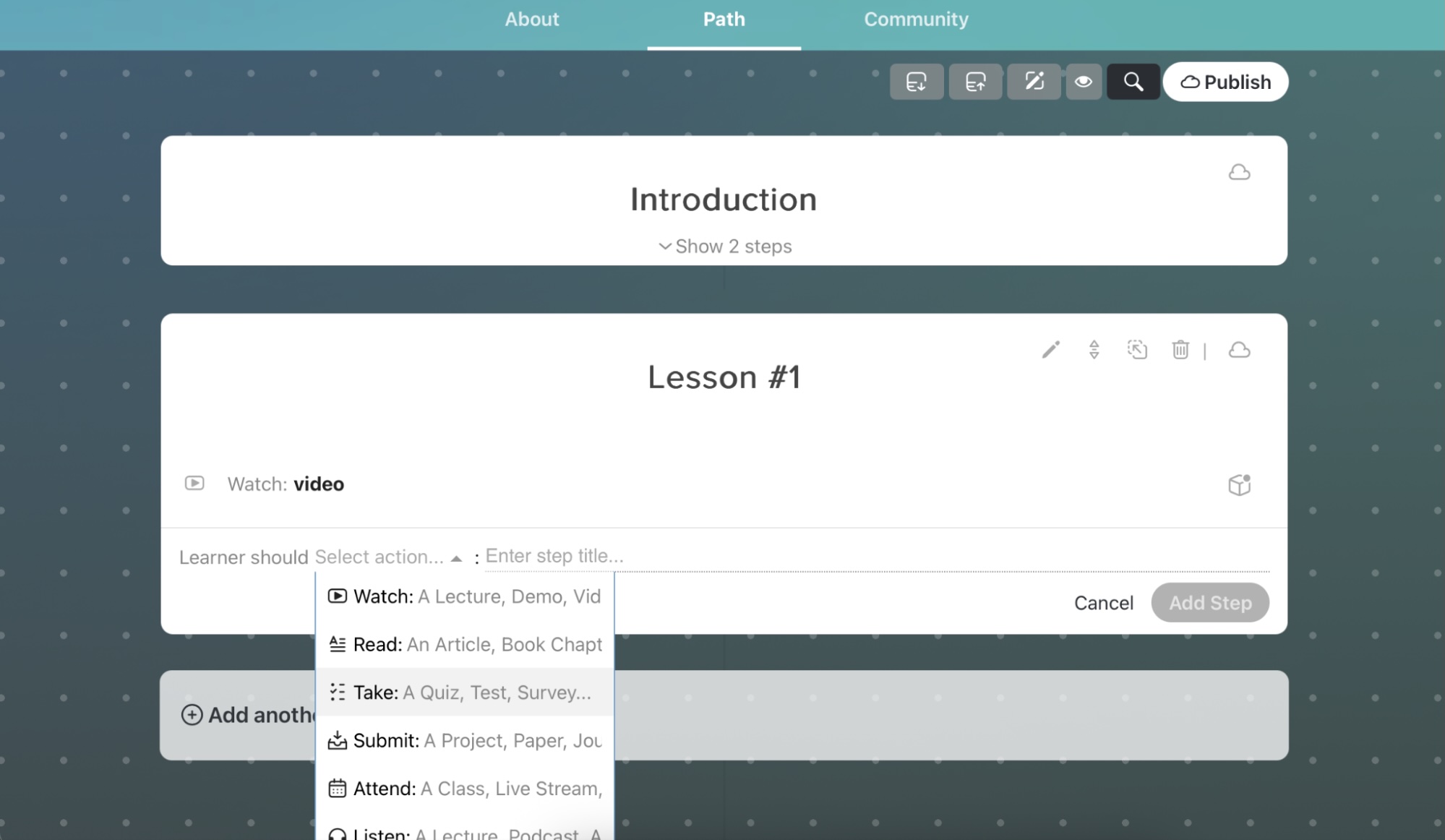 Pathwright, our pick for the best online course creation software for action-oriented courses