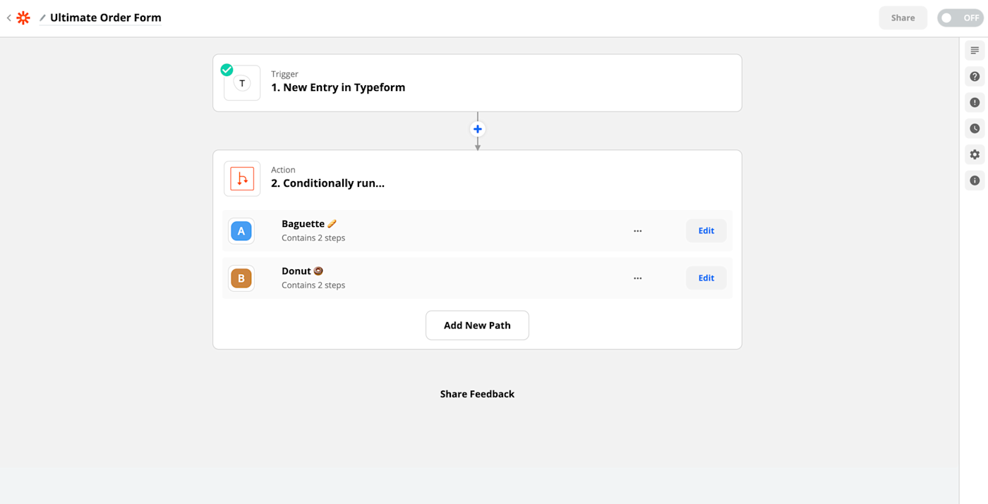 Setting up a path in Zapier