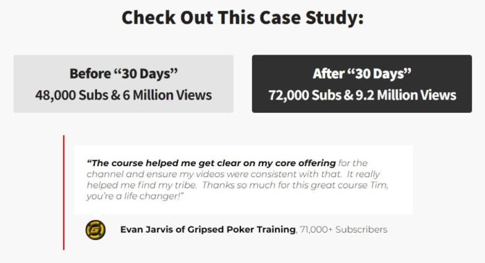 Video Creators course page with a case study on it