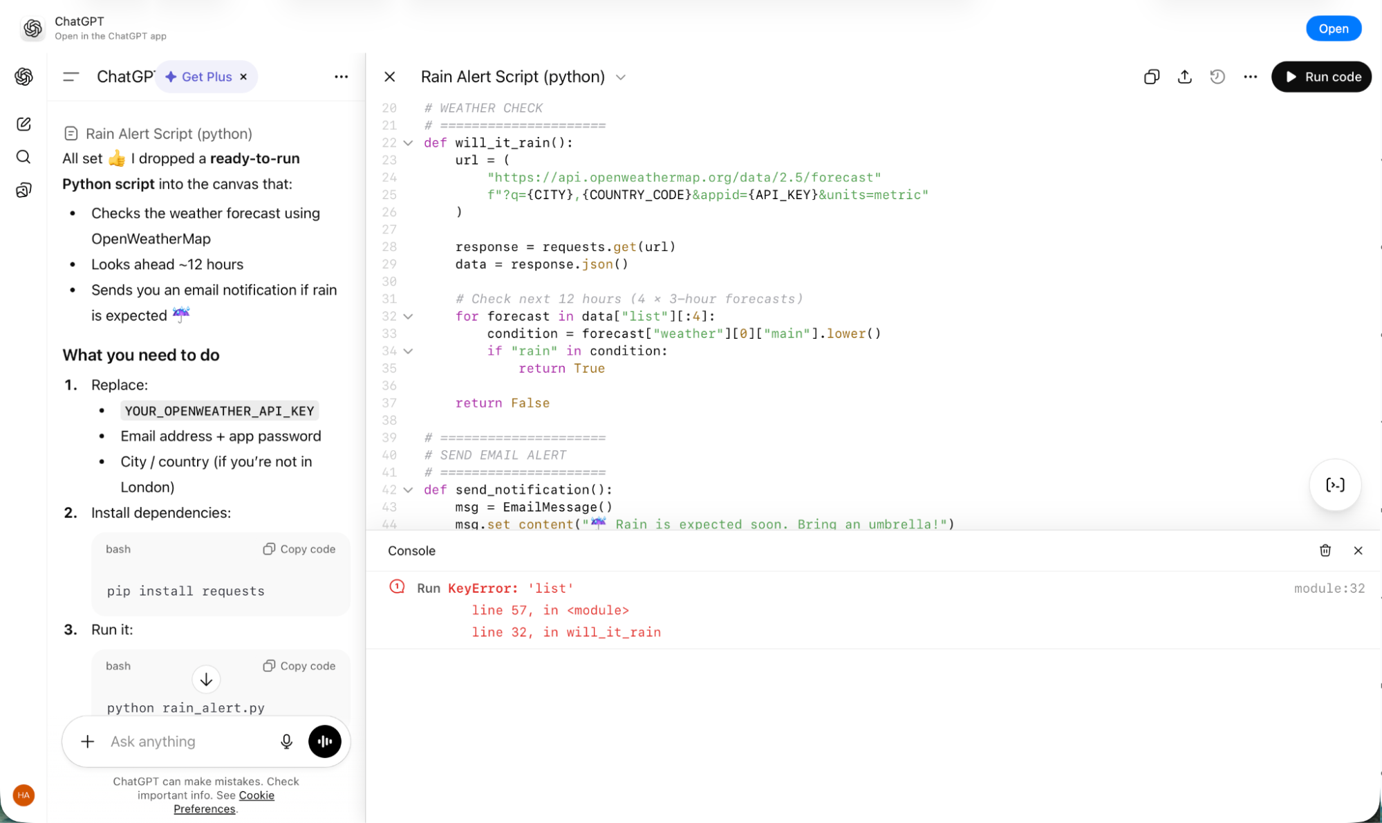 Using ChatGPT canvas to write code