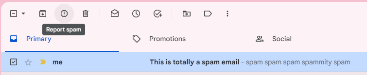 Report spam button in Gmail