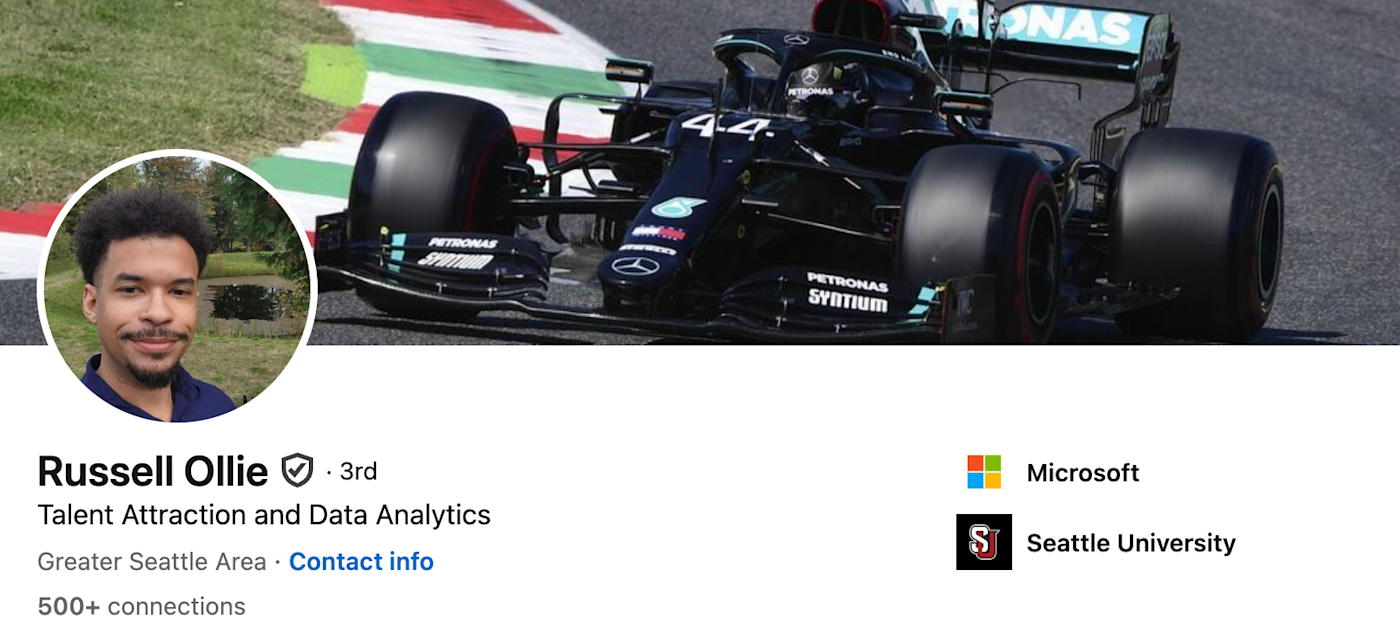 Screenshot of a LinkedIn banner idea showing your hobbies.