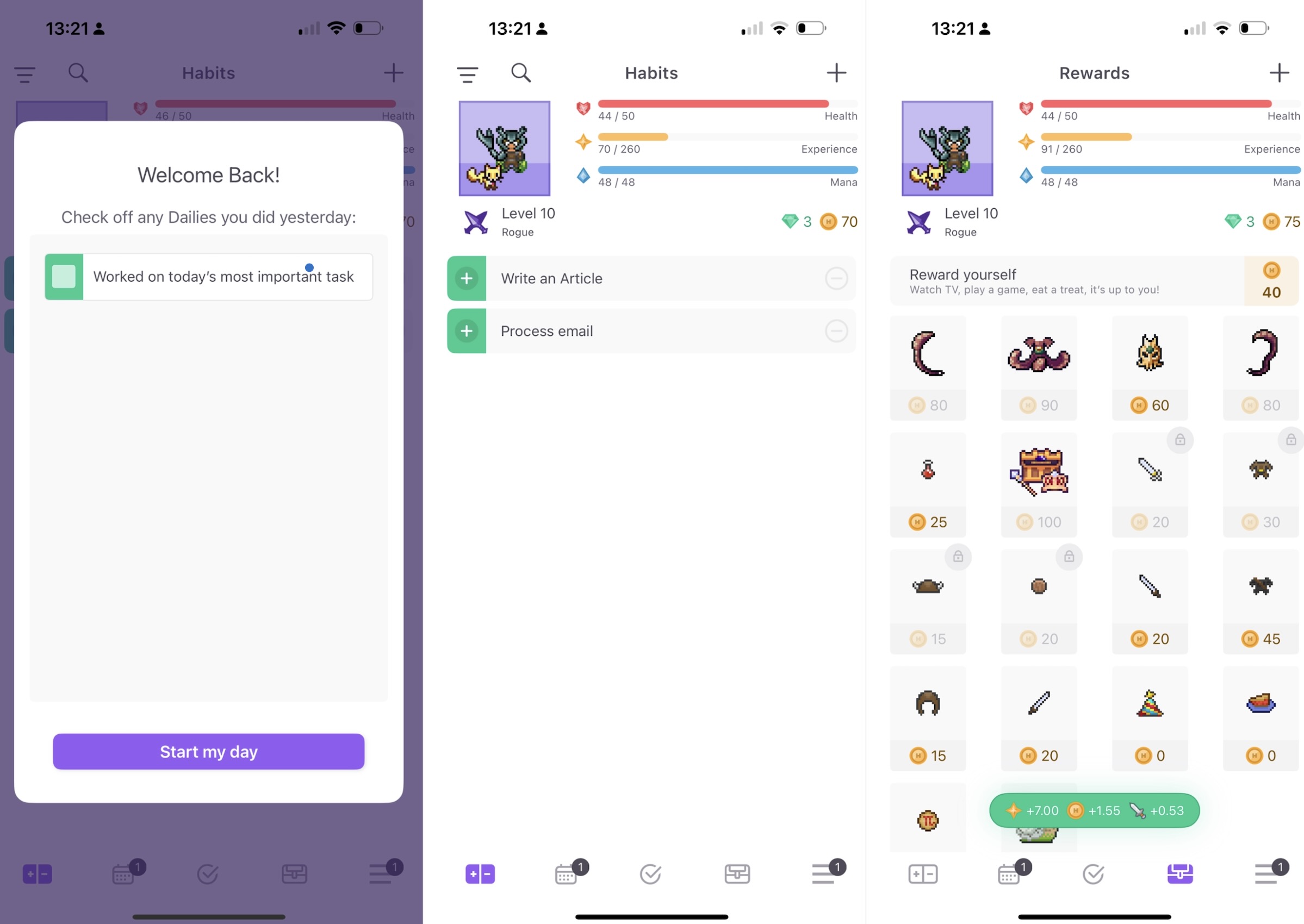 Habitica, our pick for the best habit tracker for gamifying habit tracking
