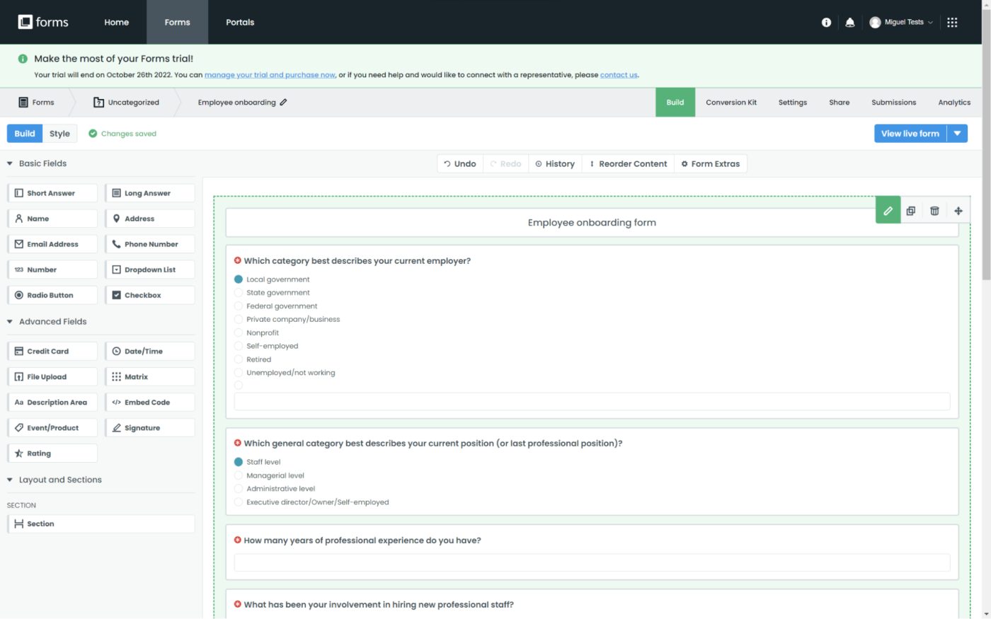 Screenshot of Formstack, our pick for the best online form builder for advanced analytics and regulated industries
