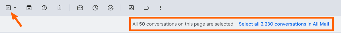 Screenshot of all conversations in All Mail 