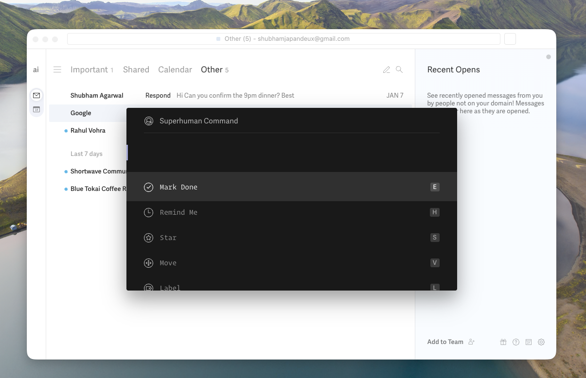 Superhuman's command bar