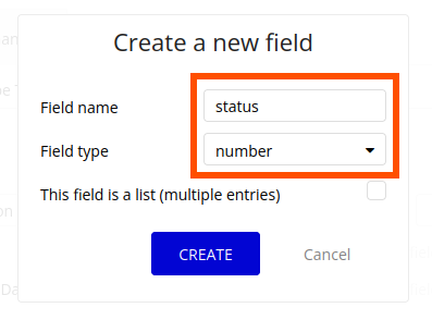 Create a new field with status and number