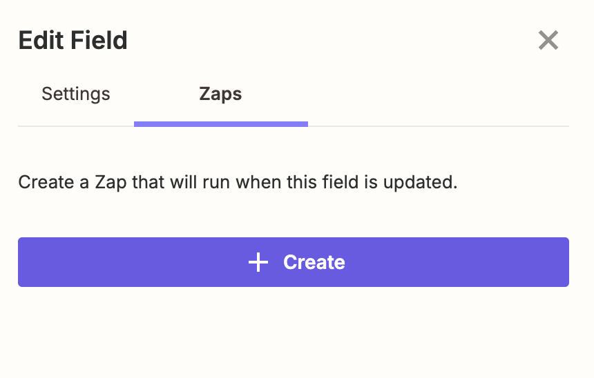 Screenshot of Zap settings