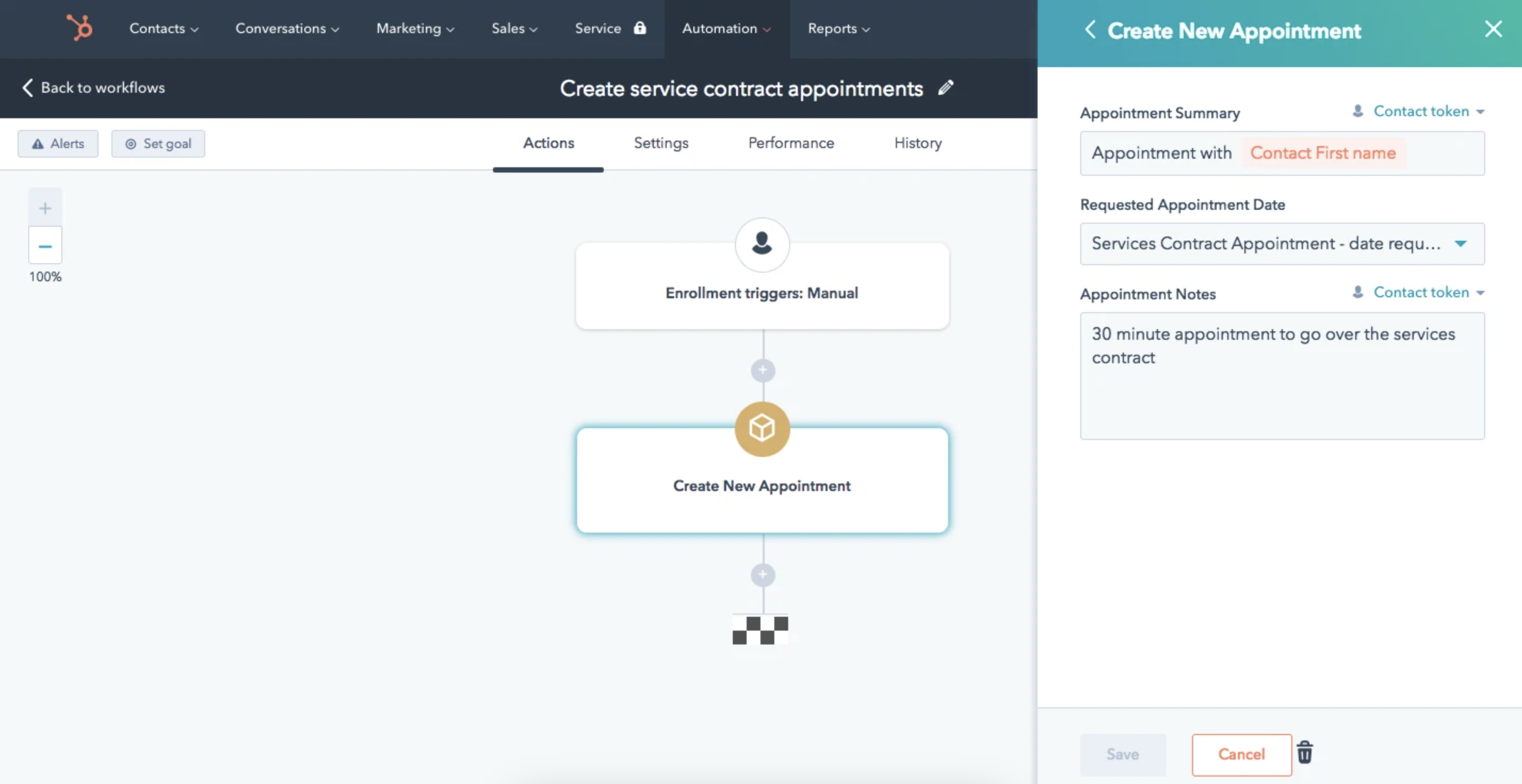 Screenshot of the HubSpot interface