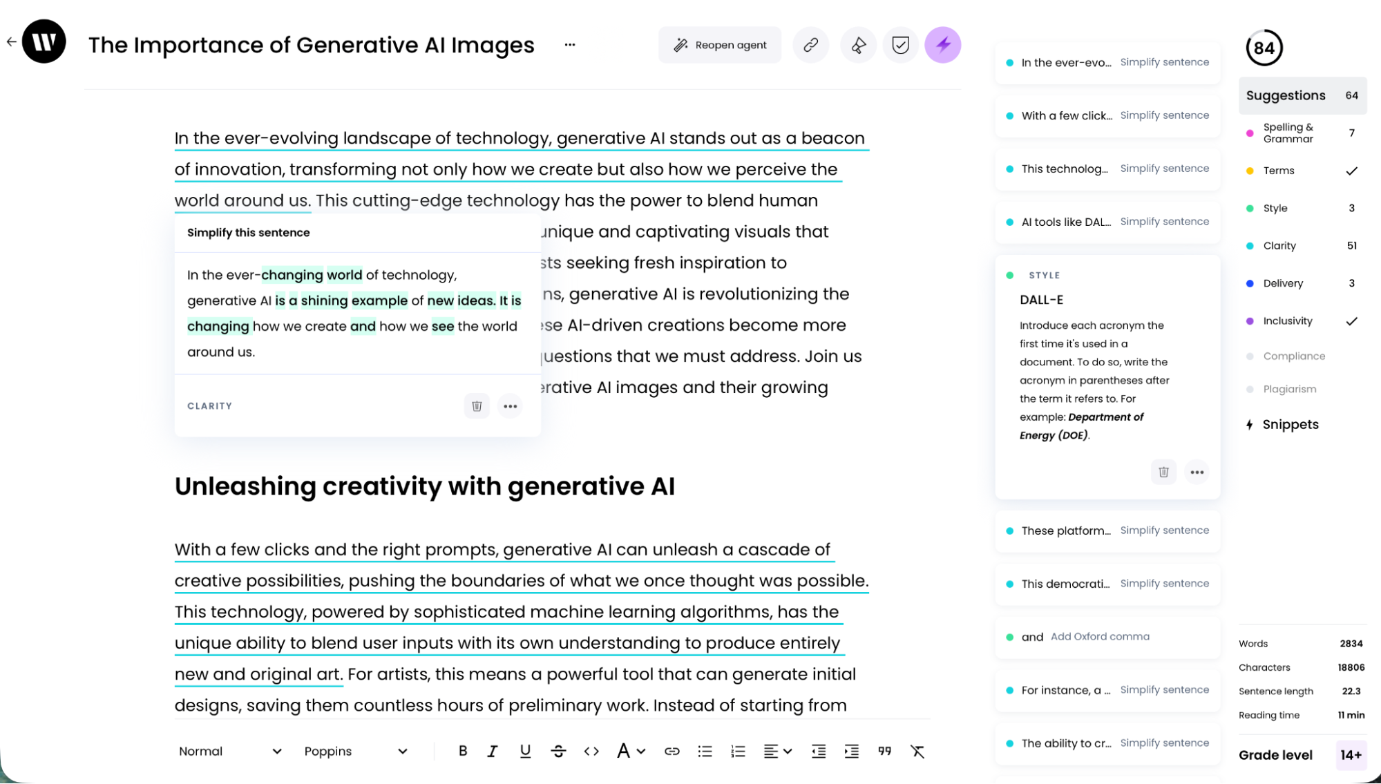 Writer, our pick for the best AI writing generator for compliance