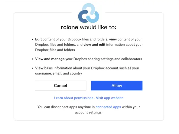 The instructions from rclone for how to proceed