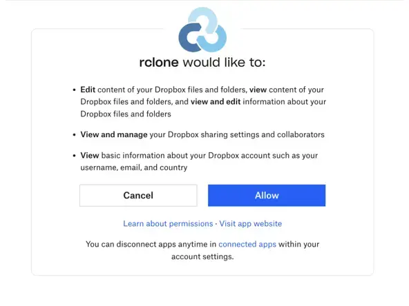 The instructions from rclone for how to proceed