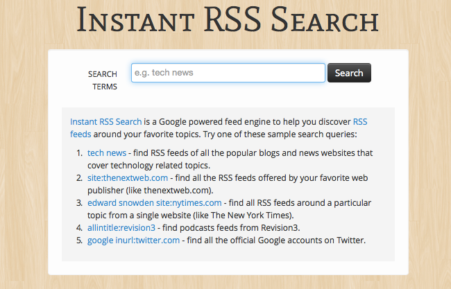 Instant RSS Search