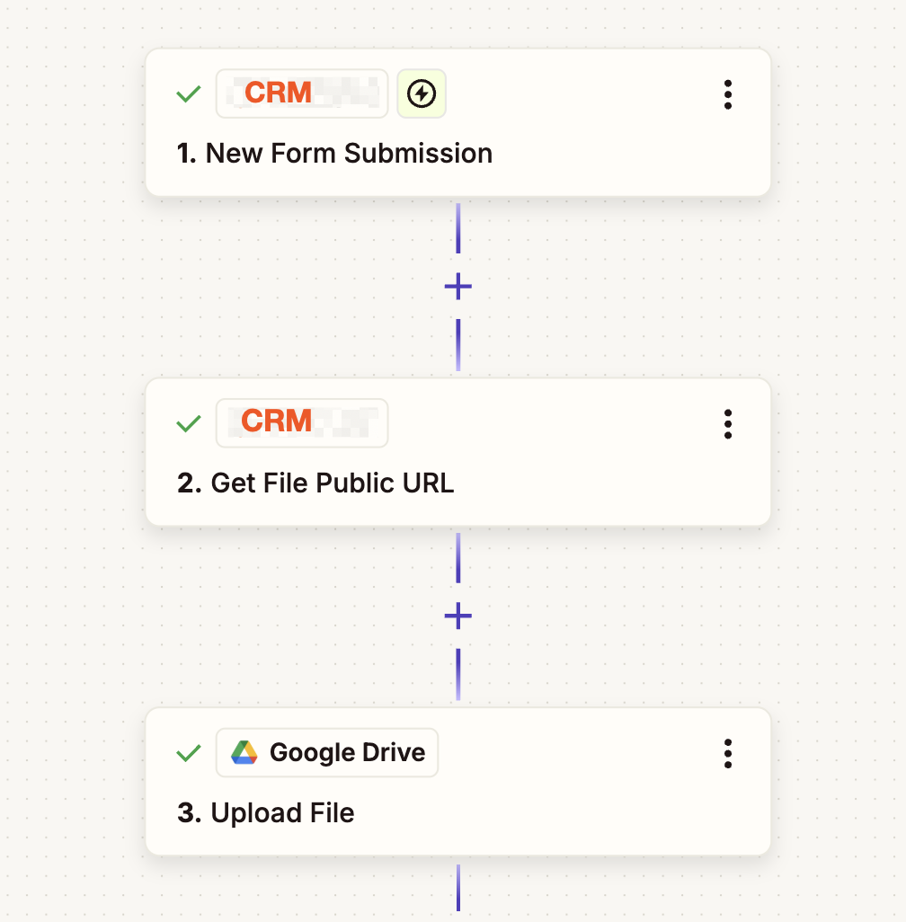 Screenshot of sample Zap