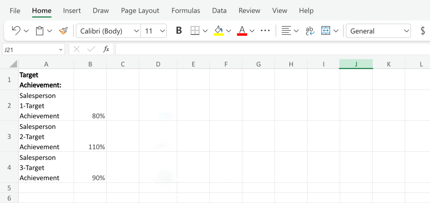 Screenshot of how to enter formulas in Excel using cell references, step one