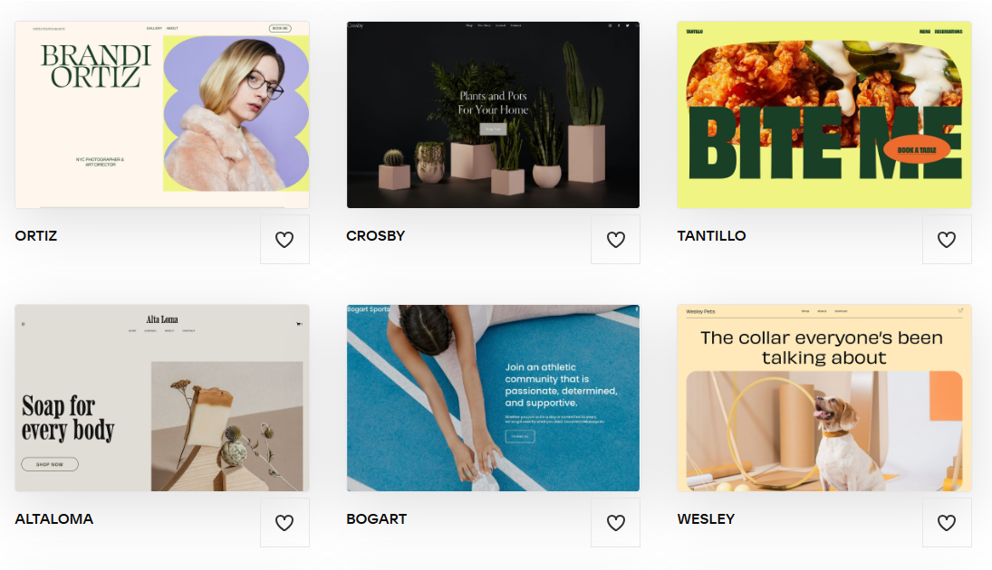 Squarespace's template library