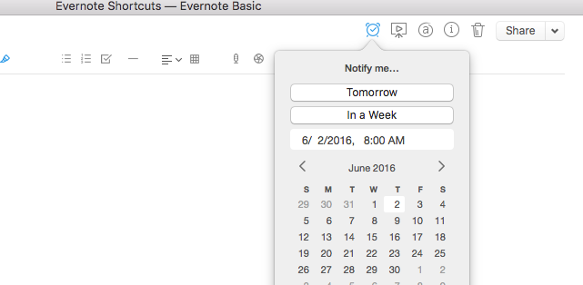 Evernote reminders