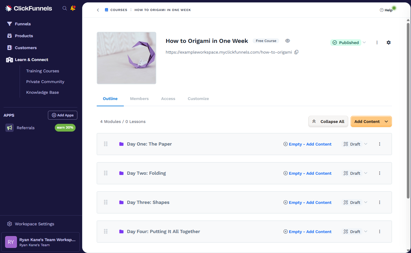 Creating a course on ClickFunnels