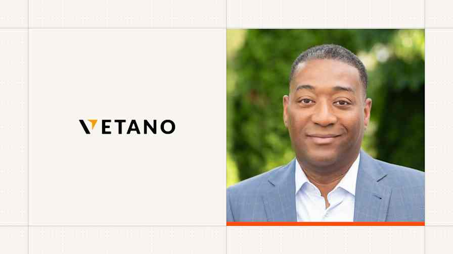 Vetano logo beside a photo of founder and CEO Chris Fairley