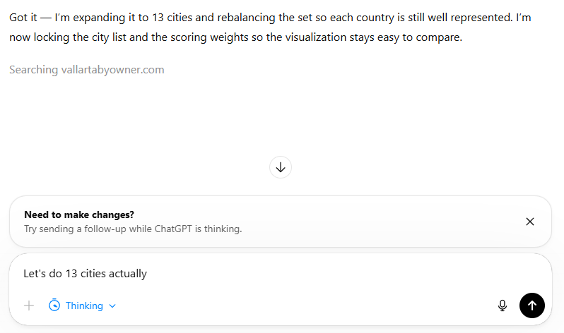The option to send a follow-up prompt while ChatGPT is thinking