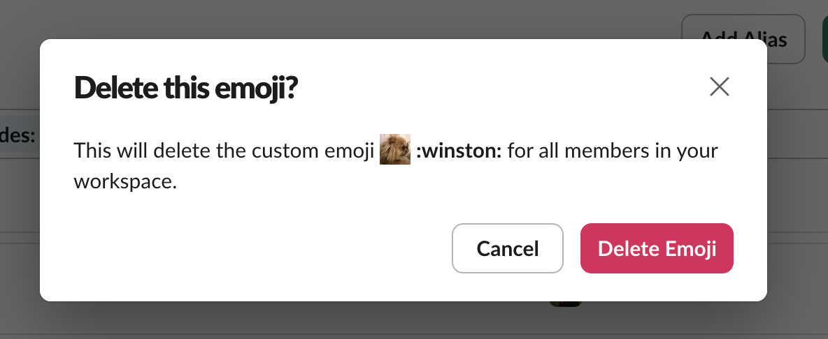 The Delete Emoji confirmation