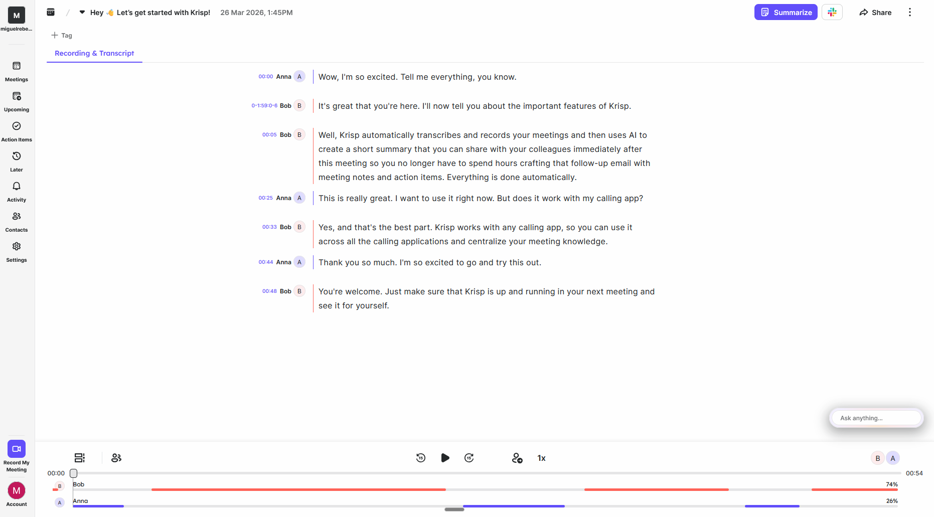 Krisp, our pick for the best AI meeting assistant for improving audio quality