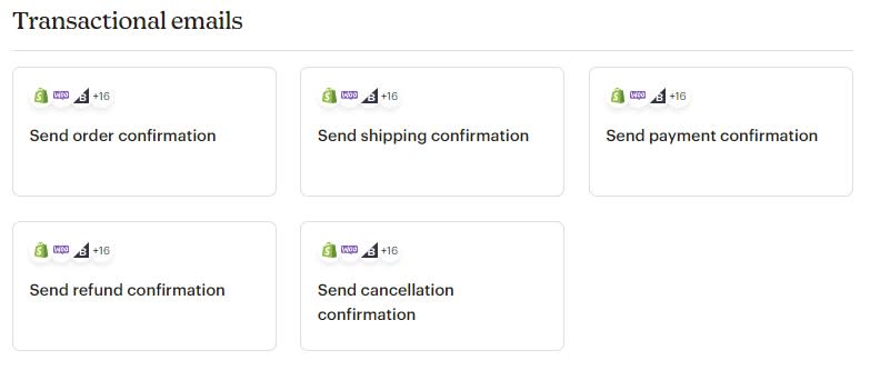 Automated campaign templates for transactional emails in Mailchimp