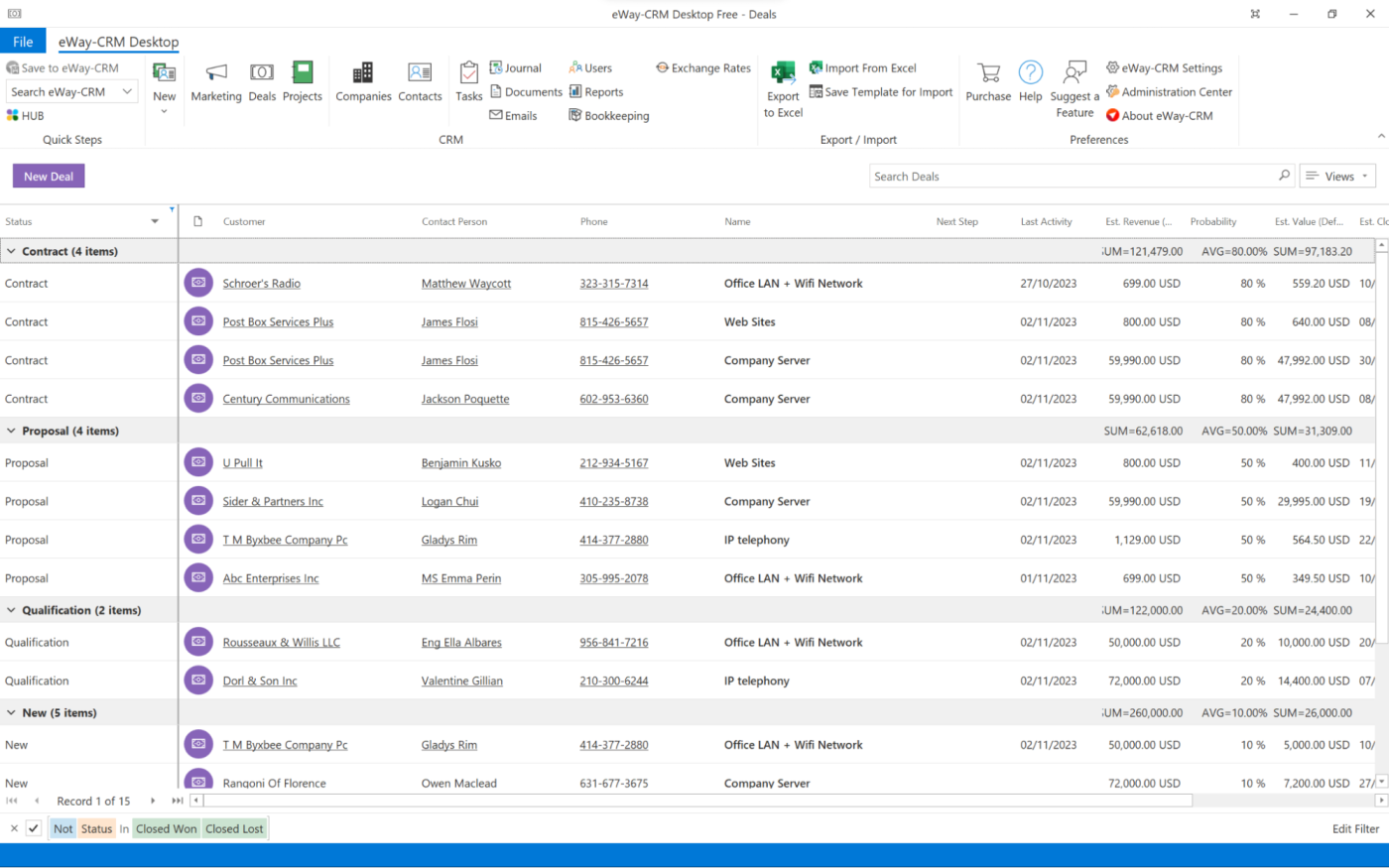 eWay, our pick for the best free CRM for Outlook users