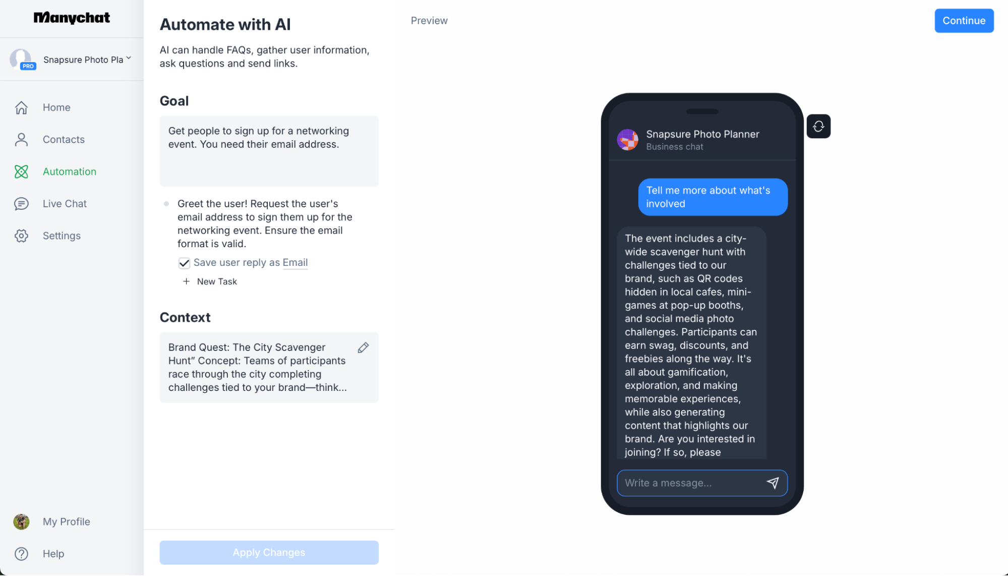 Manychat, our pick for the best chatbot builder for social media