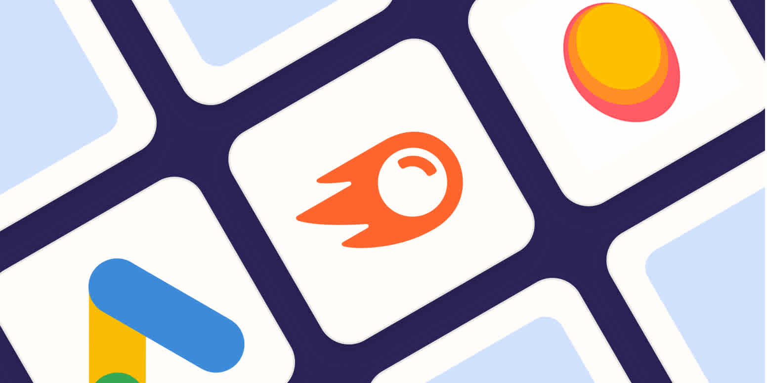 Hero image with the logos of the best keyword research tools