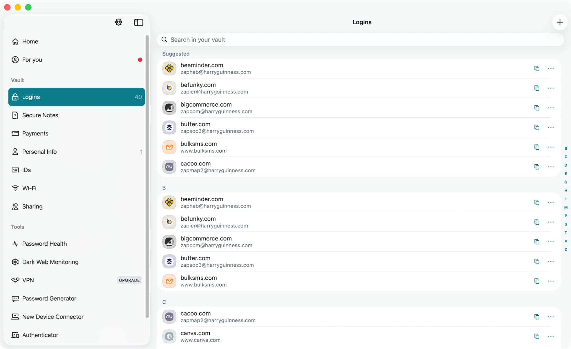 A screenshot of Dashlane, our pick for the best password manager with full internet security features (that has been around a while)