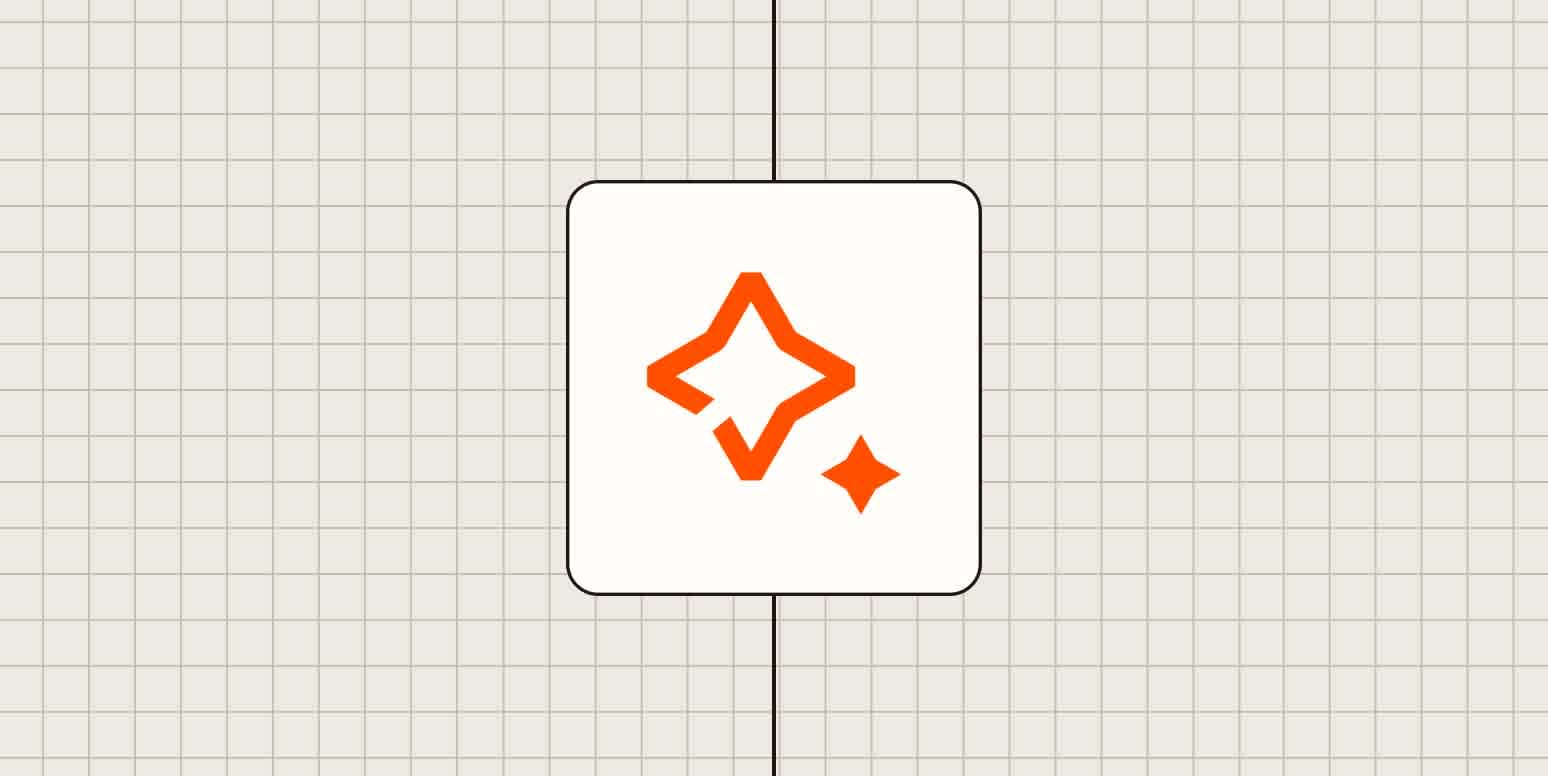 A sparkle icon in front of a gray background
