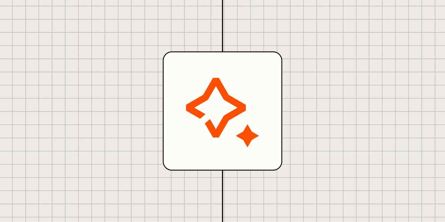 A sparkle icon in front of a gray background
