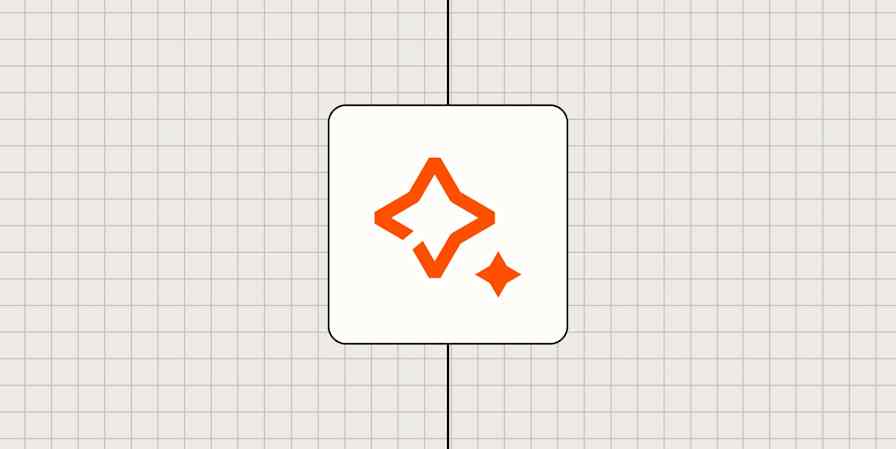 A sparkle icon in front of a gray background