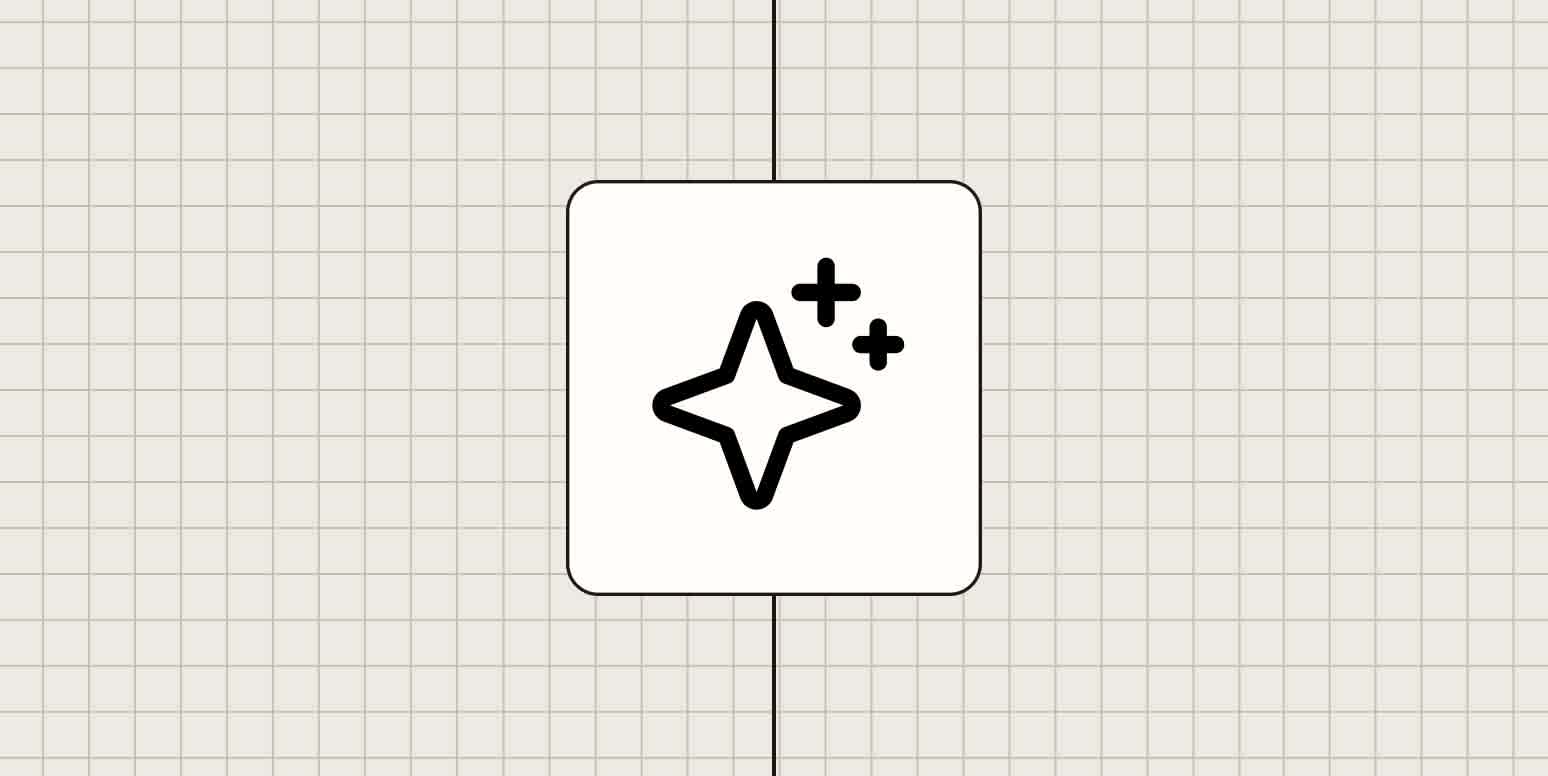 A sparkle icon in front of a gray background