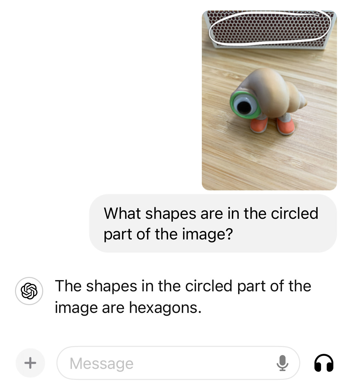 Example of a conversation with ChatGPT about an uploaded image. 