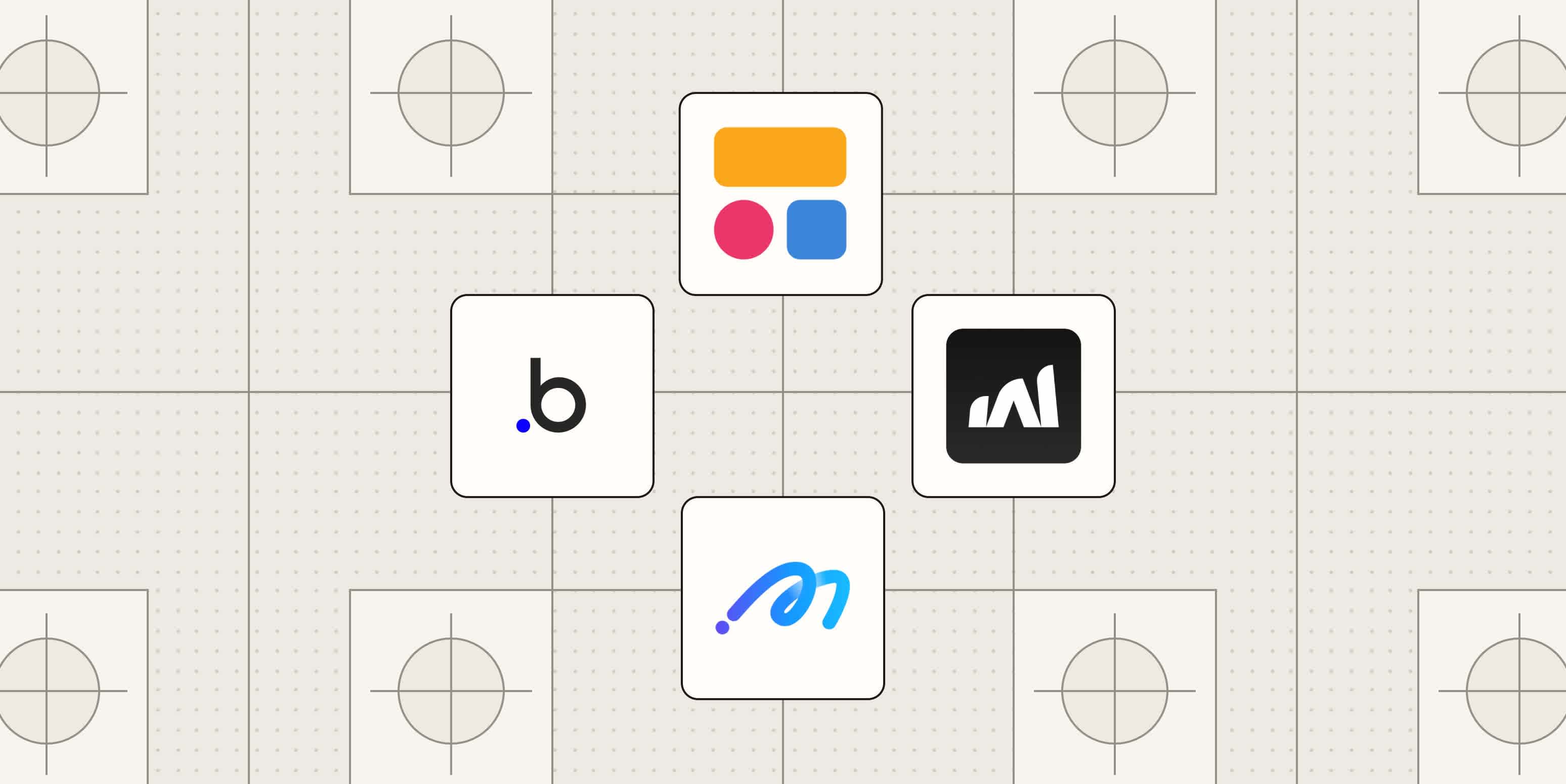 Hero image with the logos of the best no-code app builders