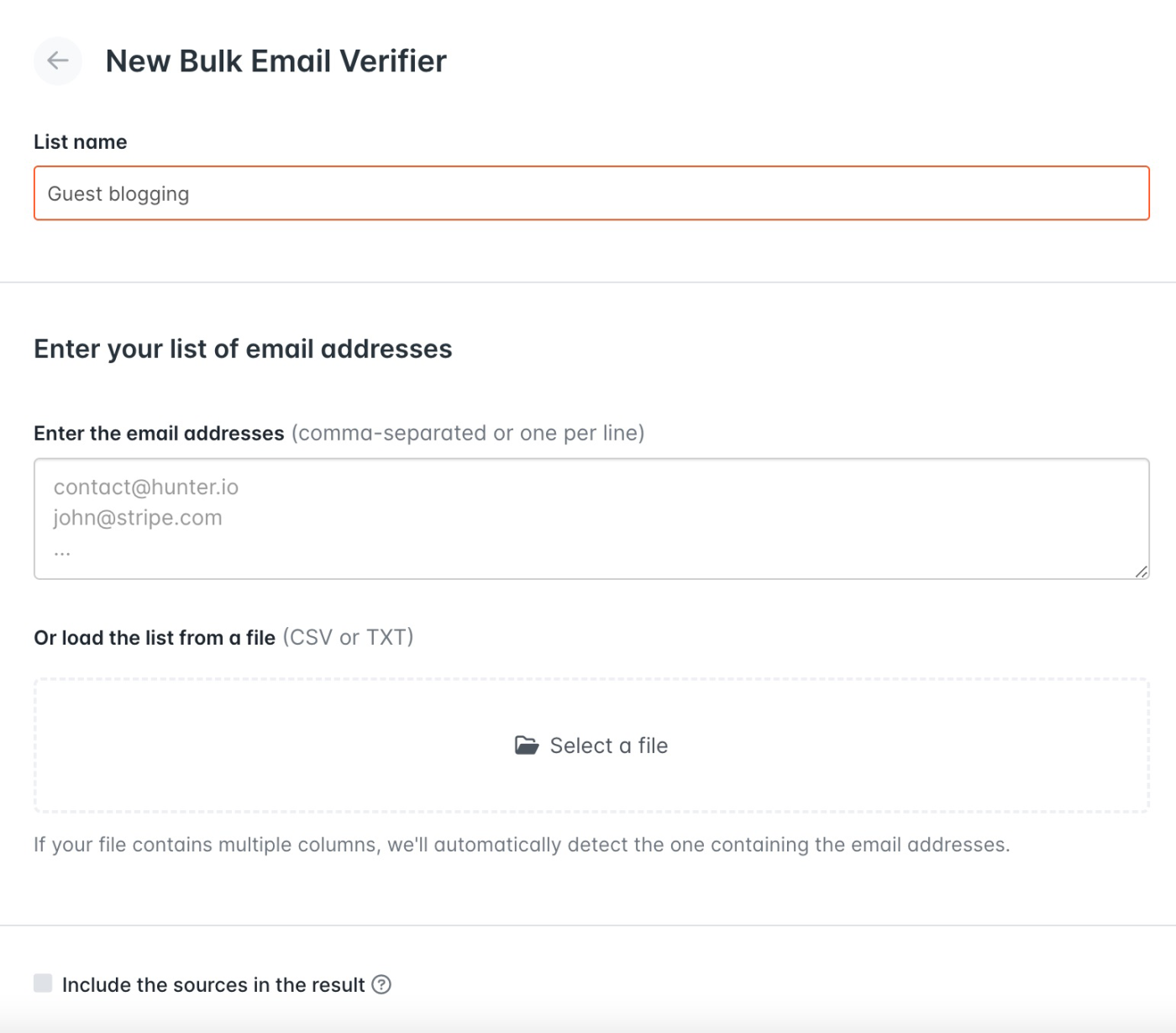Hunter's New Bulk Email Verifier