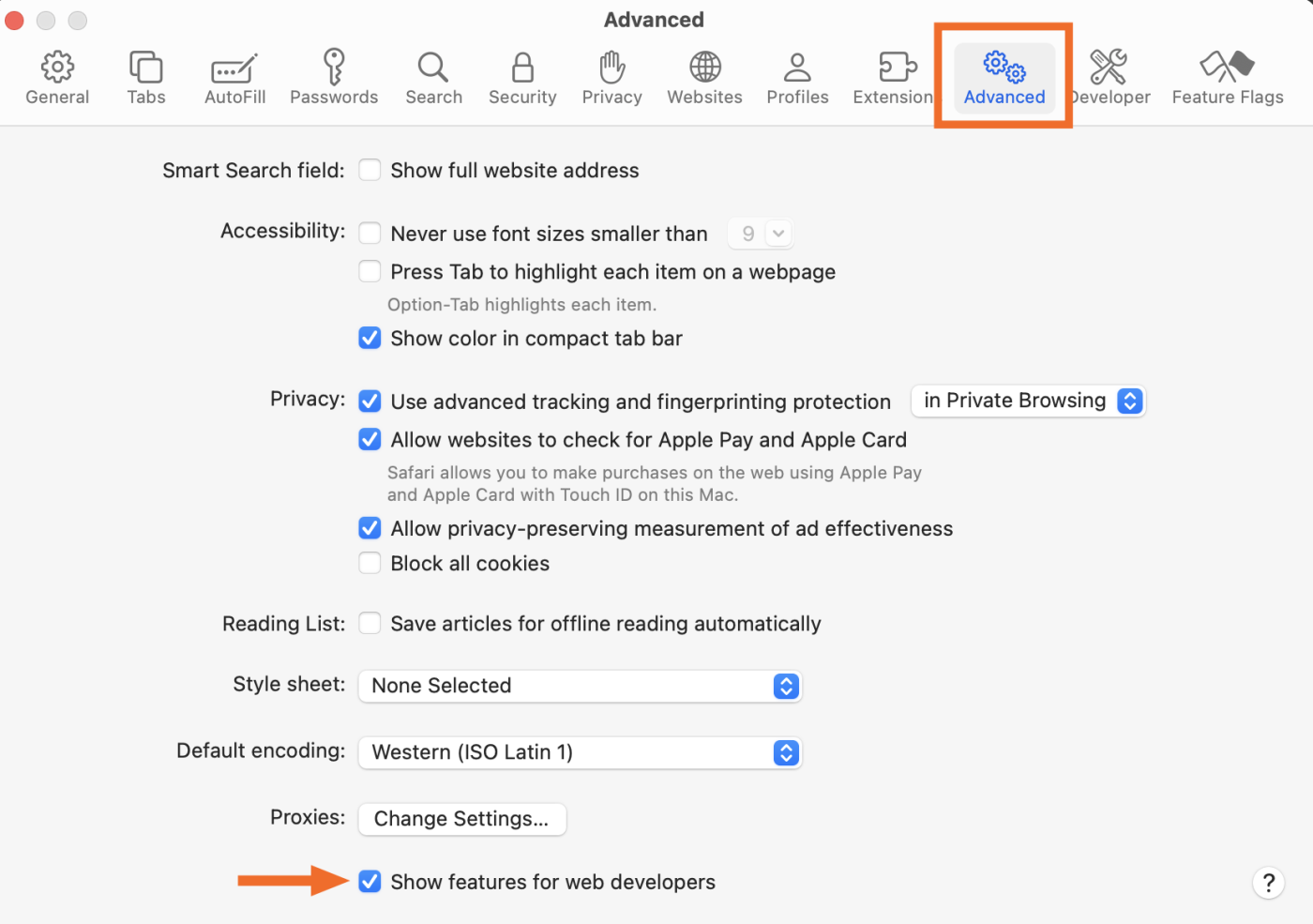 How to add the develop menu to the Safari menu bar on Mac. 