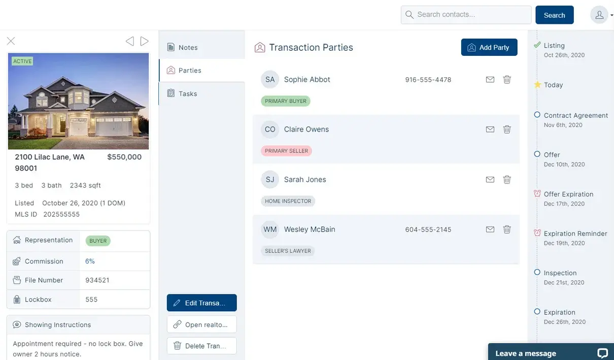 Screenshot of the Top Producer CRM interface