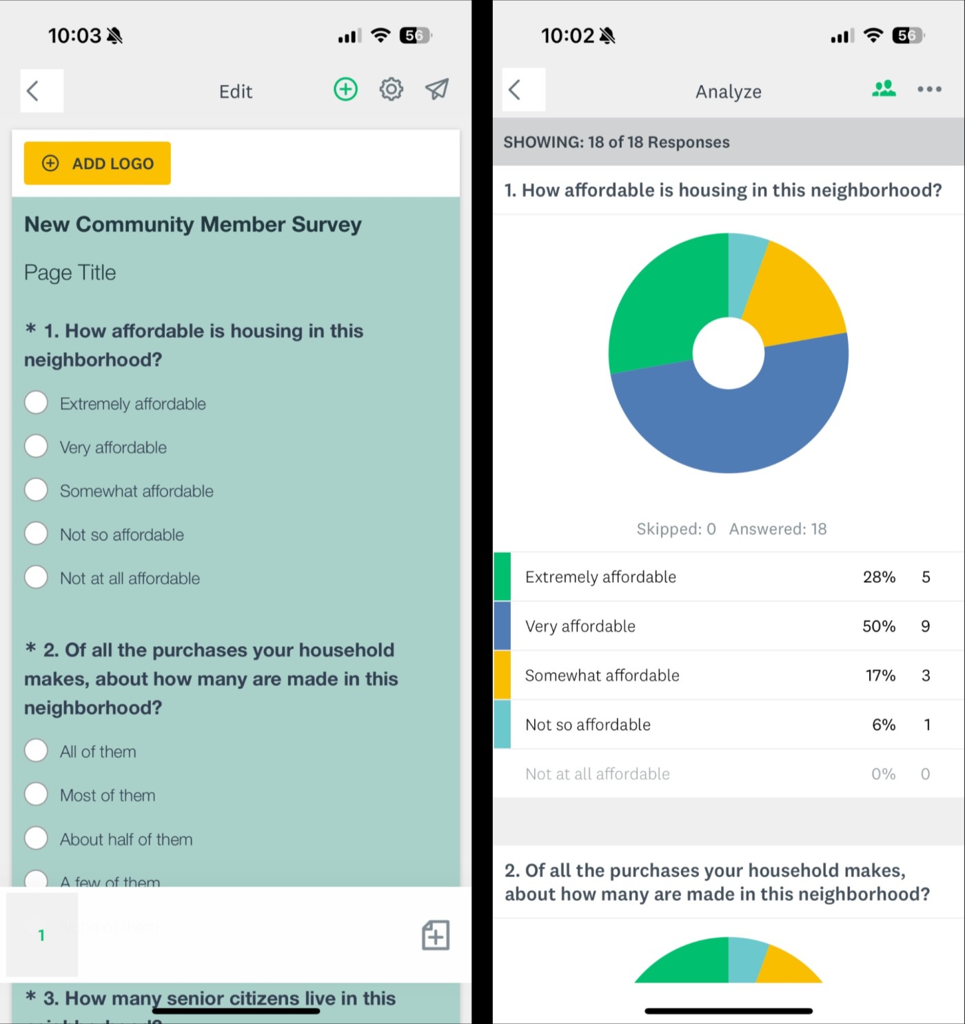 The SurveyMonkey mobile app