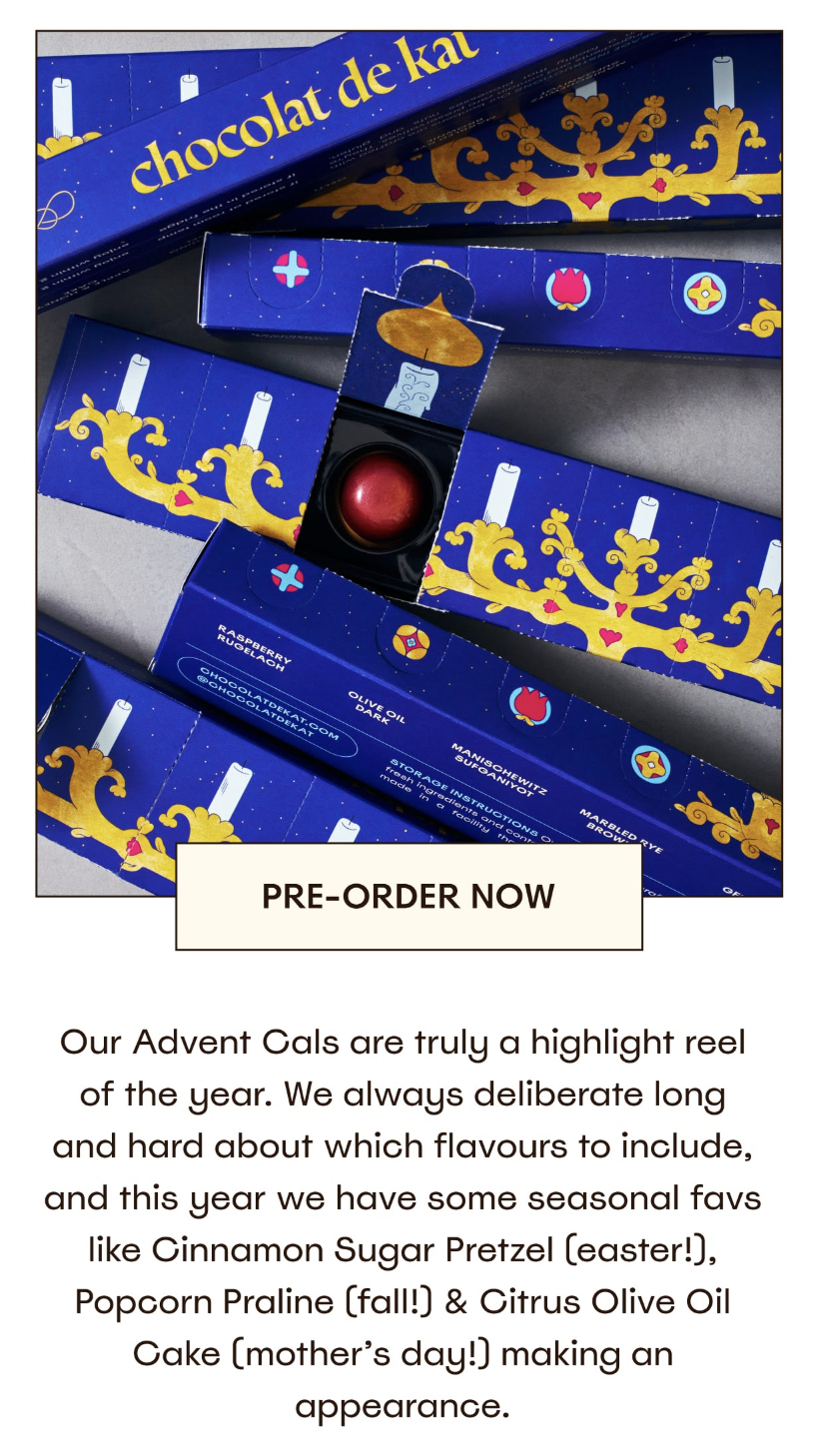 Holiday email marketing campaign example from the chocolate company Chocolat de Kat. 