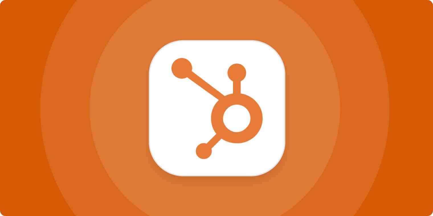 A hero image for HubSpot app tips with the HubSpot logo on an orange background