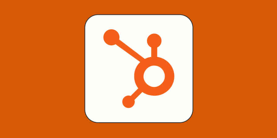 A hero image for HubSpot app tips with the HubSpot logo on an orange background