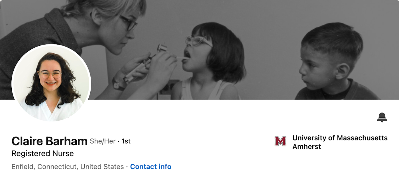 Screenshot of a LinkedIn banner idea showing the professional identity of a nurse.