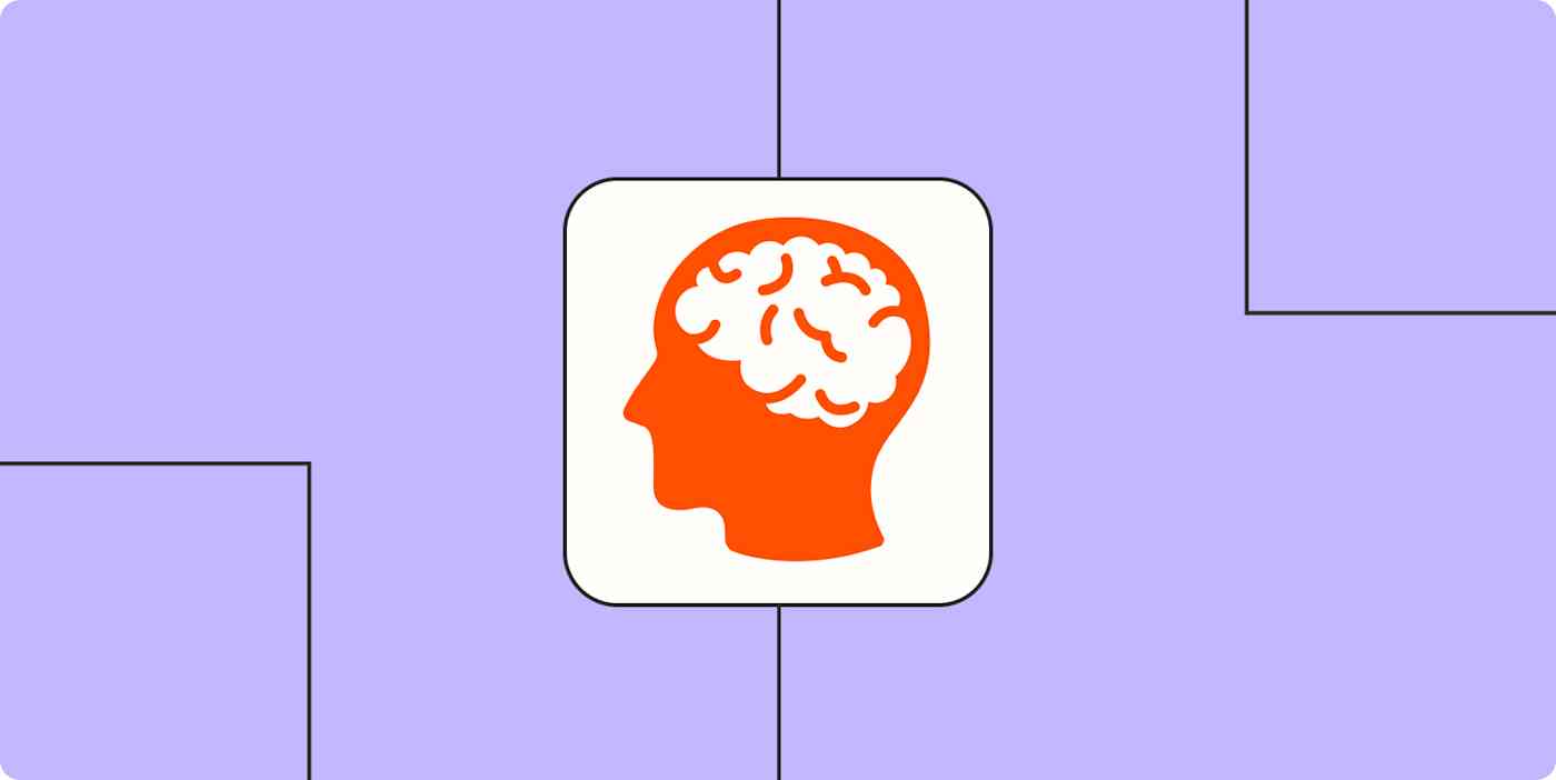 A hero image of a head with a brain on a light purple background.