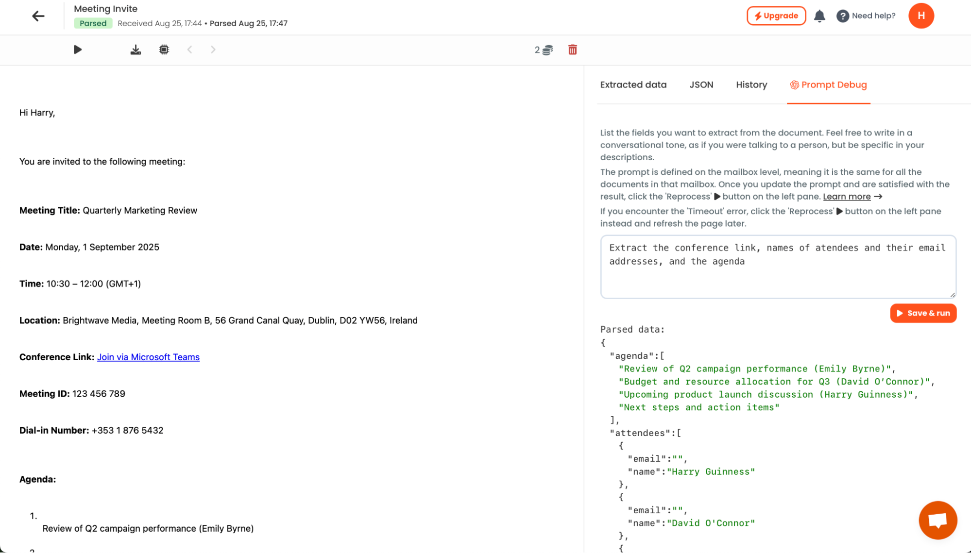 Parsio, our pick for the best multi-purpose email parser