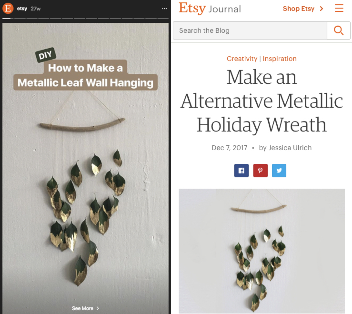 Etsy Instagram story example