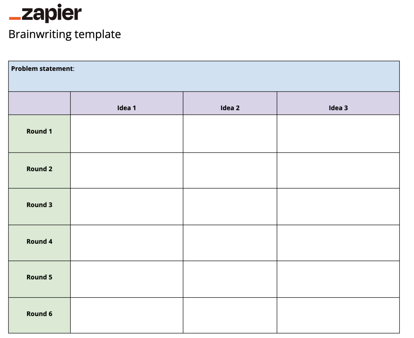 A brainwriting template